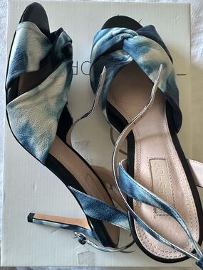 Topshop Blue Tie-Dye Knot Front Slingback Heels